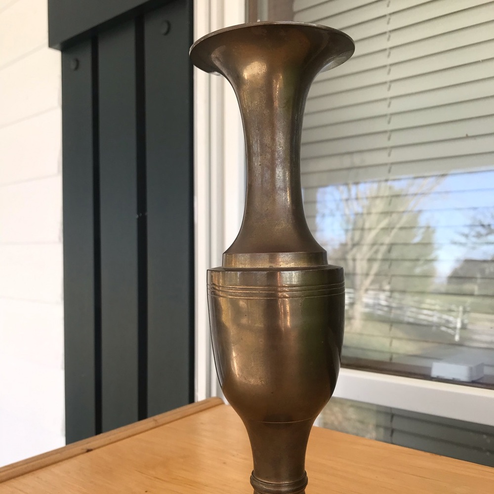 Vintage Brass Vase Ten Inches tall